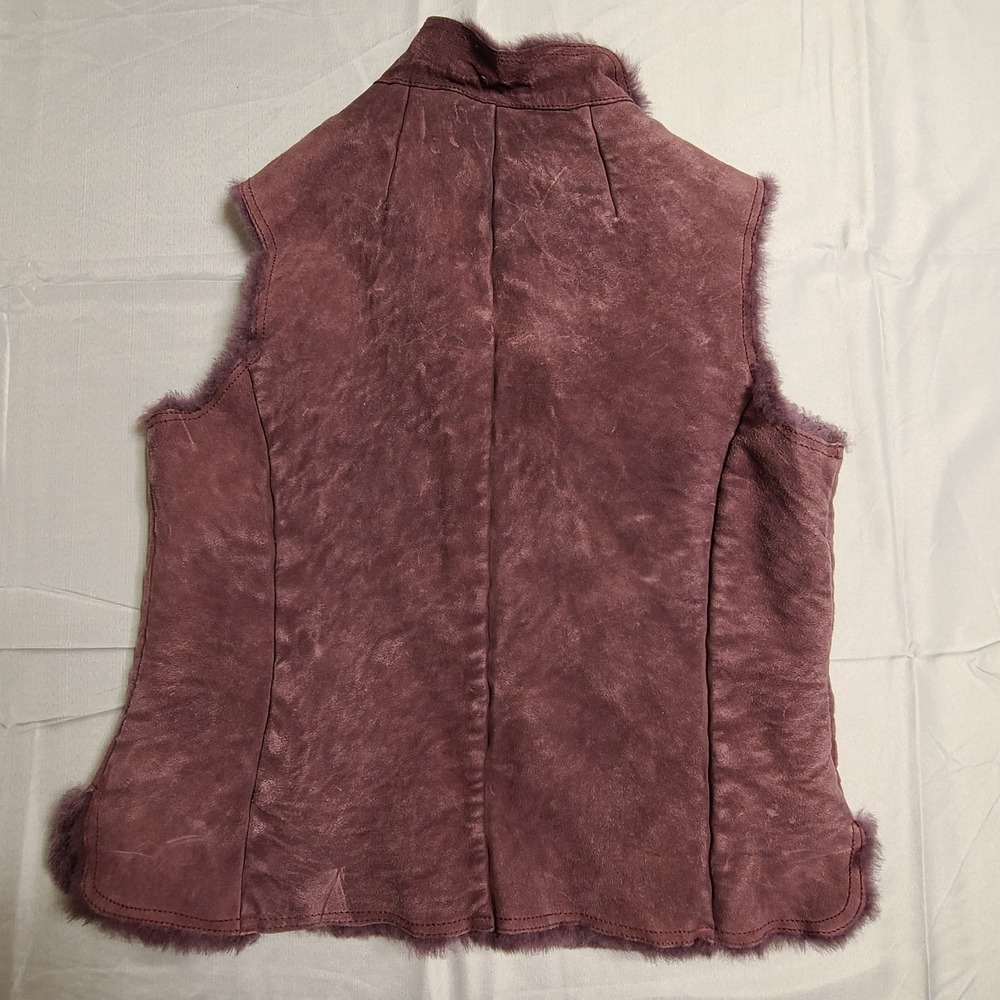 Pendleton 100% Leather Vest Medium Button Up Shea… - image 4